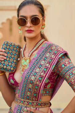 Alternative view of Pink Smooth Silk Woven Lehenga Choli