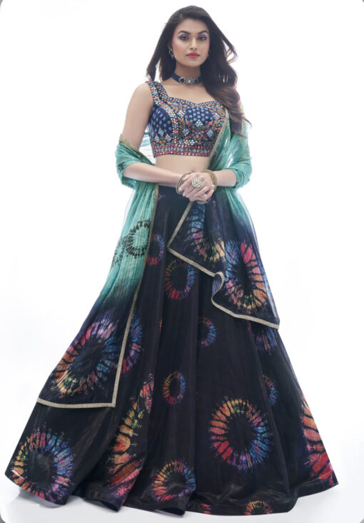 Navy Chiffon Lehenga Choli
