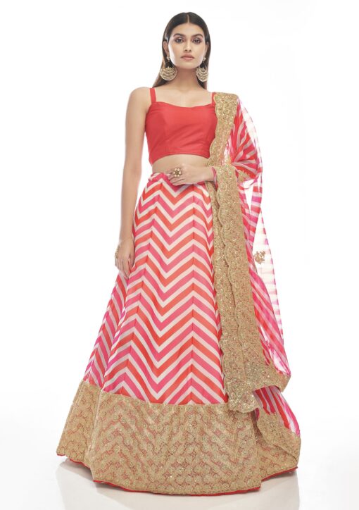Pink Organza Lehenga Choli