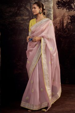 Pink Fancy Fabric Embroidered Wedding Saree