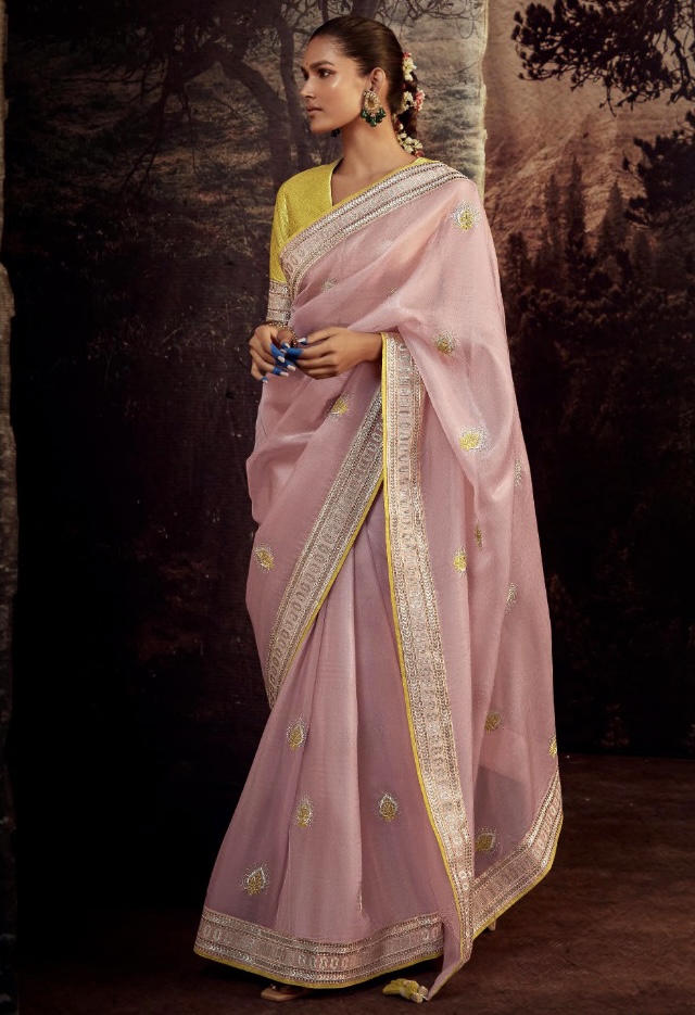 Pink marriage saree hot sale