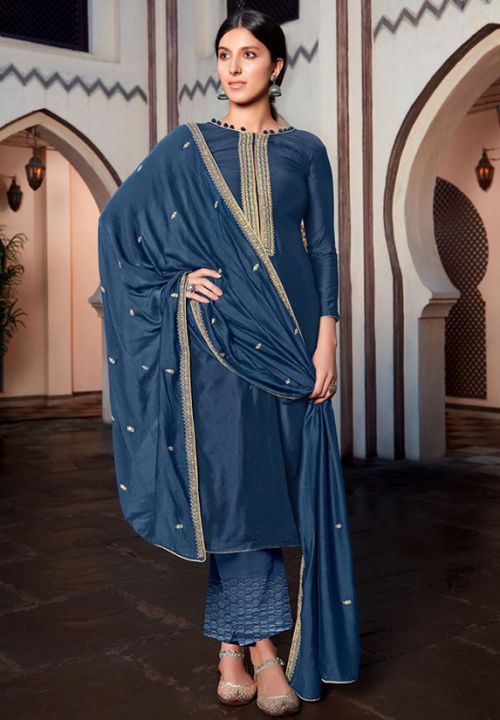 blue silk pants outfit
