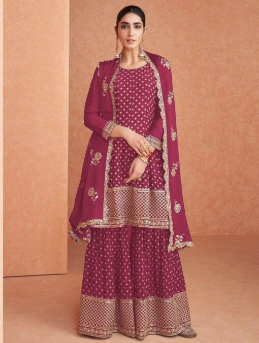 Pink Faux Georgette Sharara Suit