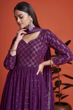 Alternative view of Purple Embroidered Anarkali Suit