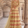 Cream Yellow Floral Embroidered Anarkali Suit