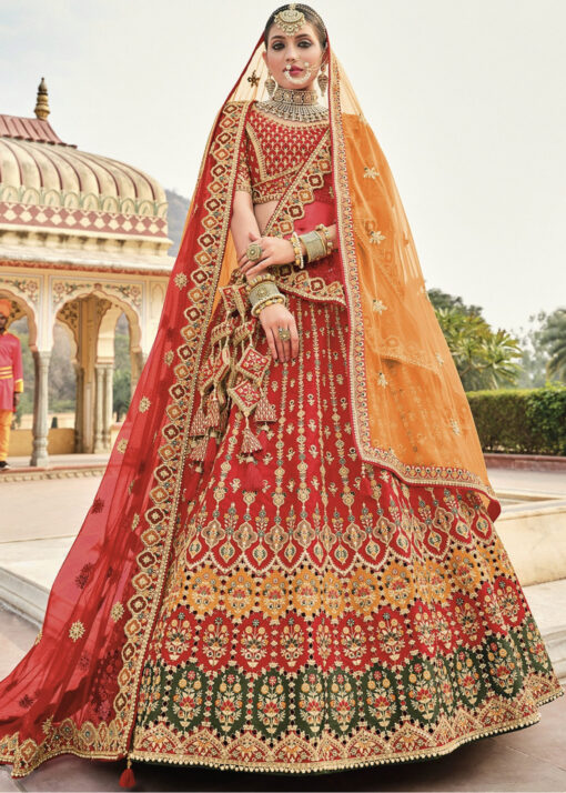 Multicoloured Silk Bridal Lehenga Choli Lehengas Designer Collection