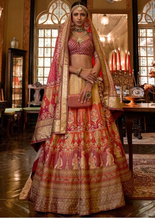 Red Royal Rajwadi Silk Embroidered Lehenga Choli