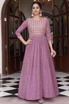 Pink Georgette Anarkali Suit