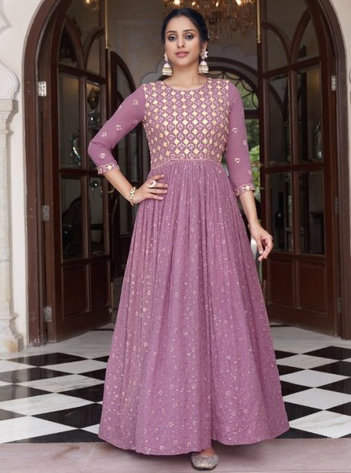 Pink Georgette Anarkali Suit