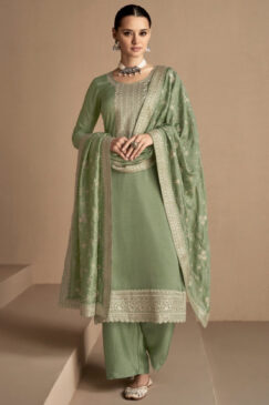 Green Silk Palazzo Pant Suit