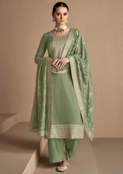 Green Silk Palazzo Pant Suit