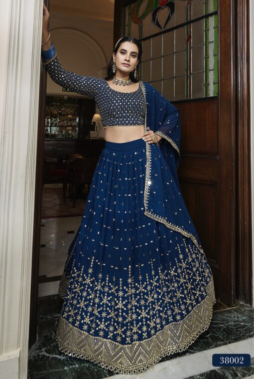 Blue Embroidered Party Wear Lehenga Choli