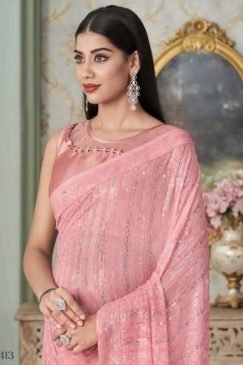 Alternative view of Pink Georgette Party Wear Saree