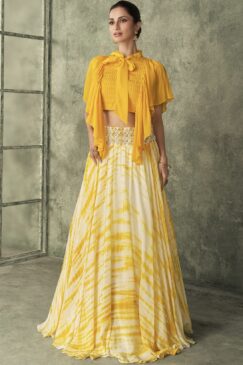 Yellow Tie Dye Printed Lehenga Choli
