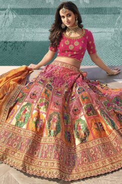 Alternative view of Pink Banarasi Silk Bridal Lehenga Choli