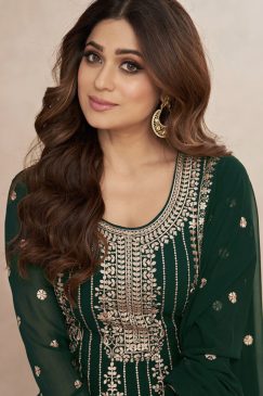 Alternative view of Green Embroidered Palazzo Suit