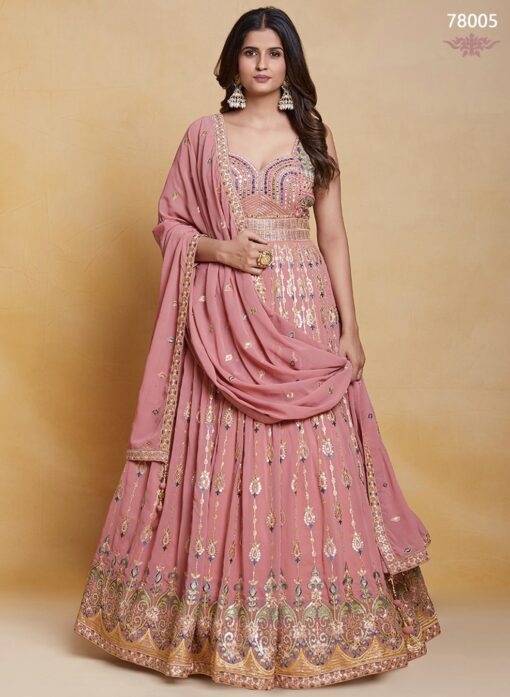 Pink Georgette Embroidered Anarkali Suit