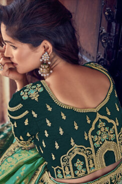 Alternative view of Green Silk Embroidered Bridal Lehenga Choli