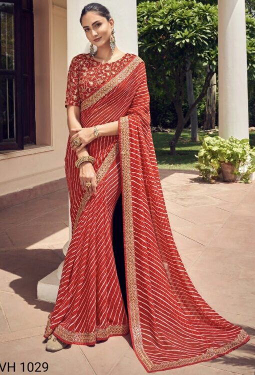 Red Georgette Designer Saree
