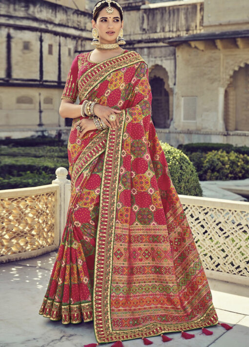 Multicoloured Heavy Patola Silk Embroidered Saree