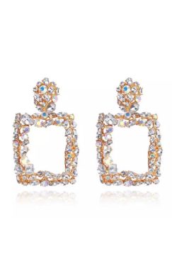 White Square Door Knocker Drop Earrings
