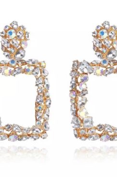 Alternative view of White Square Door Knocker Drop Earrings