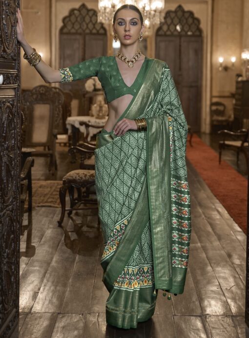 Green Patola Silk Designer Saree