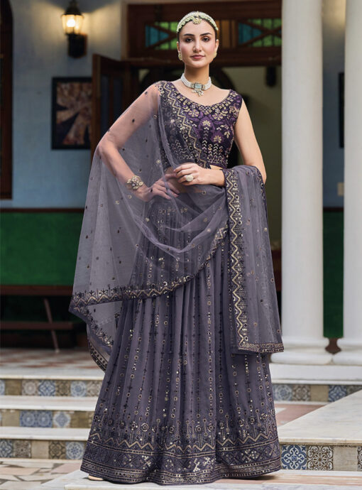 Purple Georgette Lehenga Choli