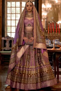 Purple Royal Rajwadi Silk Embroidered Lehenga Choli