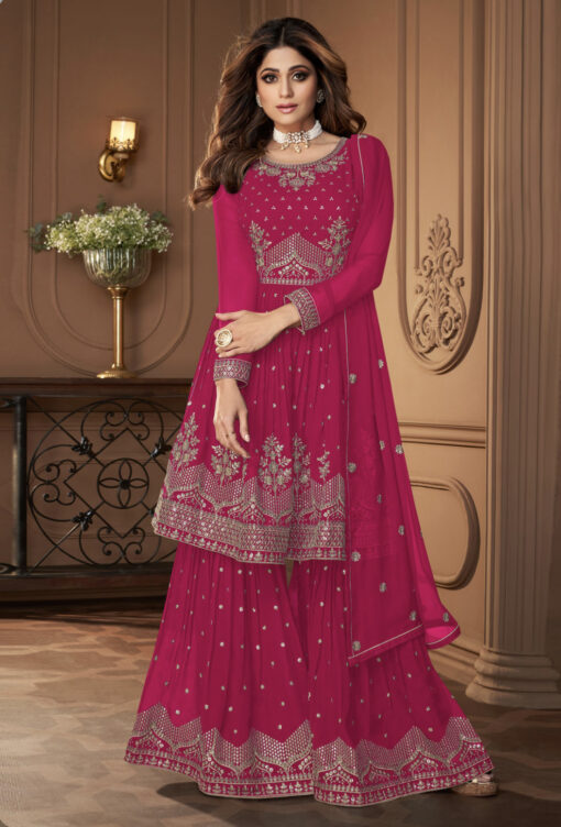 Magenta Georgette Sharara Suit