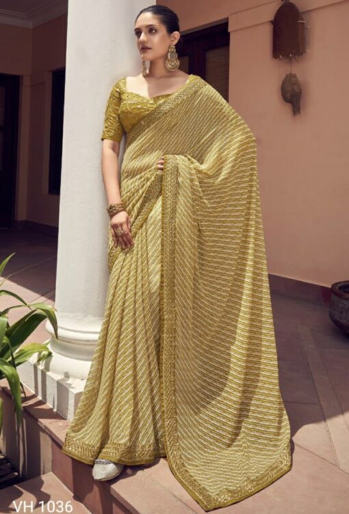 Beige Georgette Designer Saree