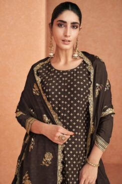 Alternative view of Brown Faux Georgette Sharara Suit