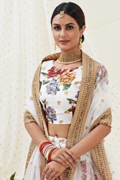 Alternative view of White Floral Print Banglori Lehenga Choli