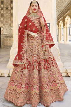 Red Silk Bridal Lehenga Choli