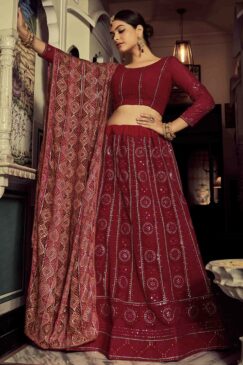 Pink Embroidered Party Wear Lehenga Choli