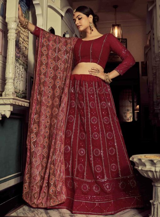 Pink Embroidered Party Wear Lehenga Choli