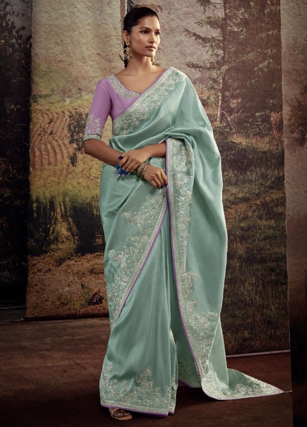Sea green saree online wedding