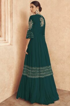 Alternative view of Green Embroidered Jacket Style Anarkali Gown