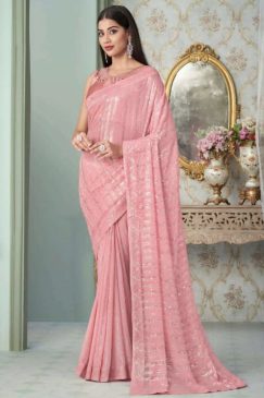 Pink Georgette Party Wear Saree