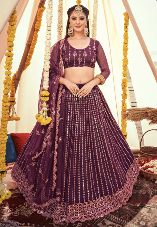 Purple Soft Net Sequinned Lehenga Choli