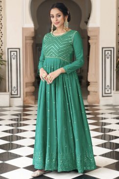 Green Georgette Anarkali Suit