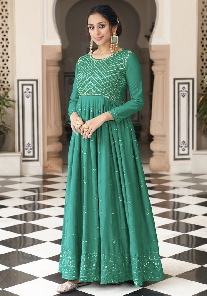 Anarkali green dress best sale