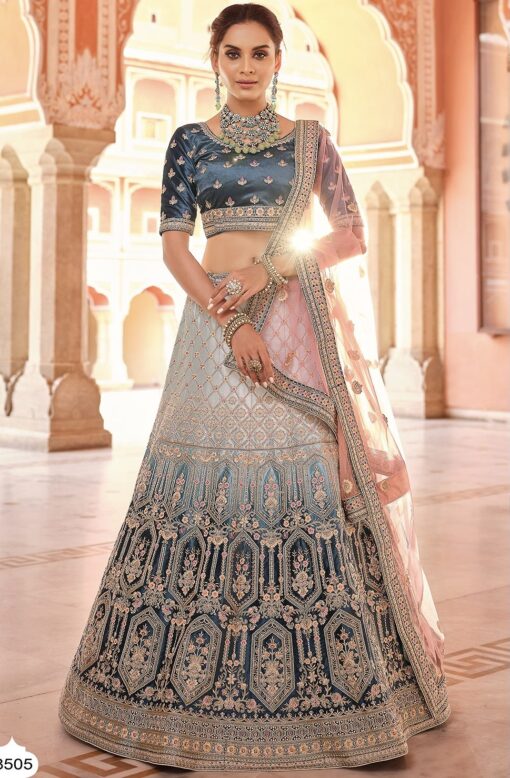 Navy Blue Heavy Bridal Lehenga Choli