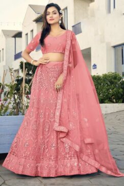 Rose Embroidered Net Party Wear Lehenga Choli