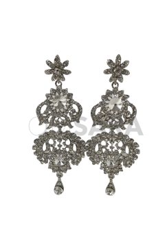 Crystal Silver Drop Dangle Earrings