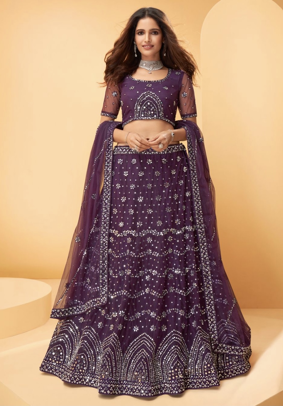 plum lehenga