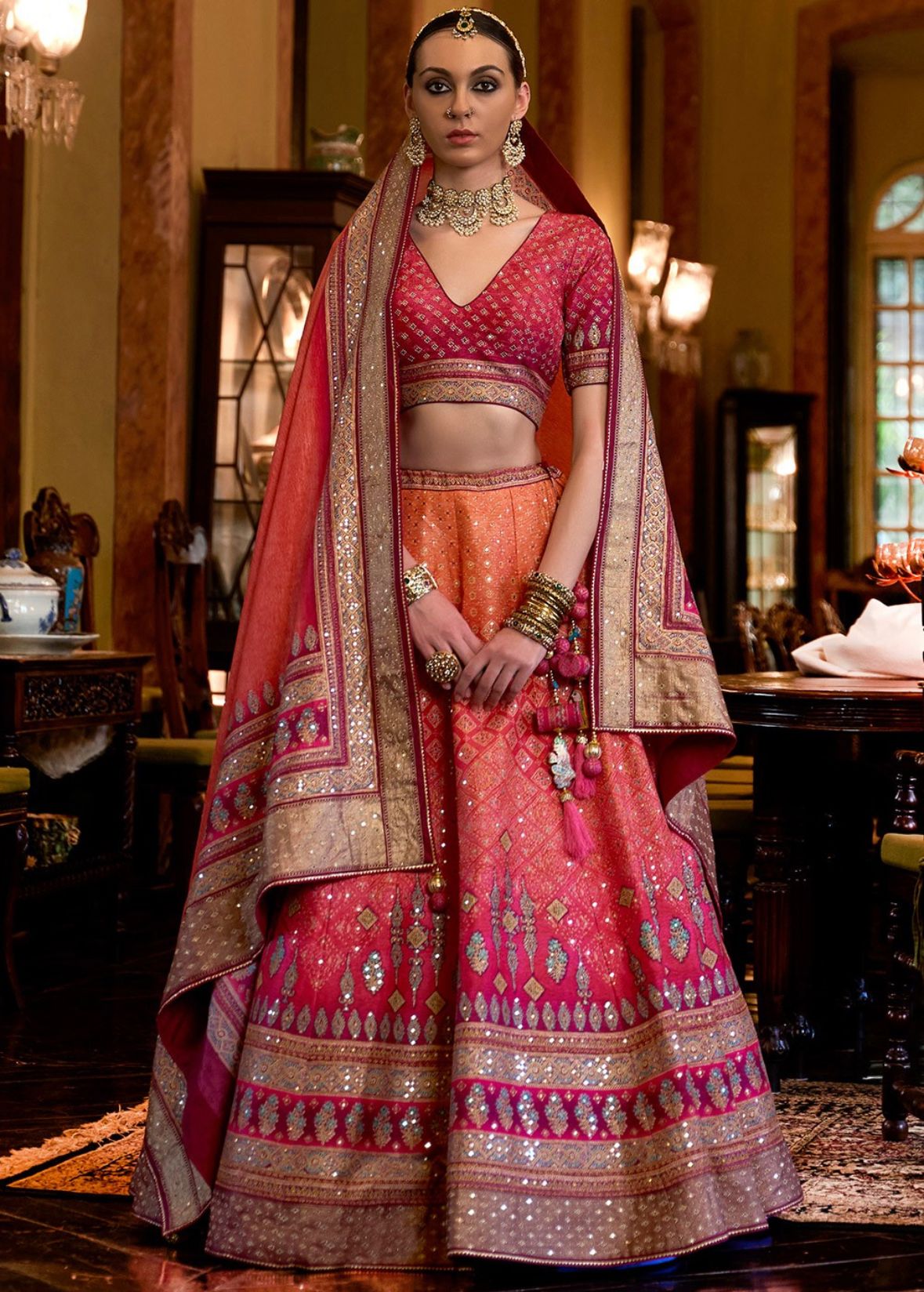 Pink Rajwadi Silk Woven Lehenga Choli Lehengas Designer Collection