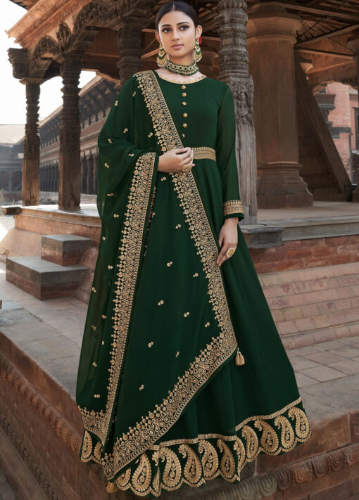 Green Embroidered Floor Length Anarkali Suit