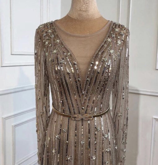 Golden Luxury A-Line Heavy Beaded Evening Dress - Evening Dresses, Made ...