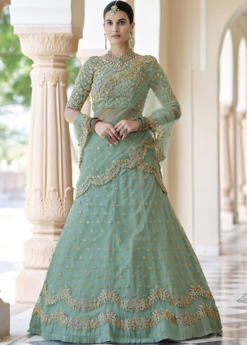 Mint Net Sangeet Lehenga Choli